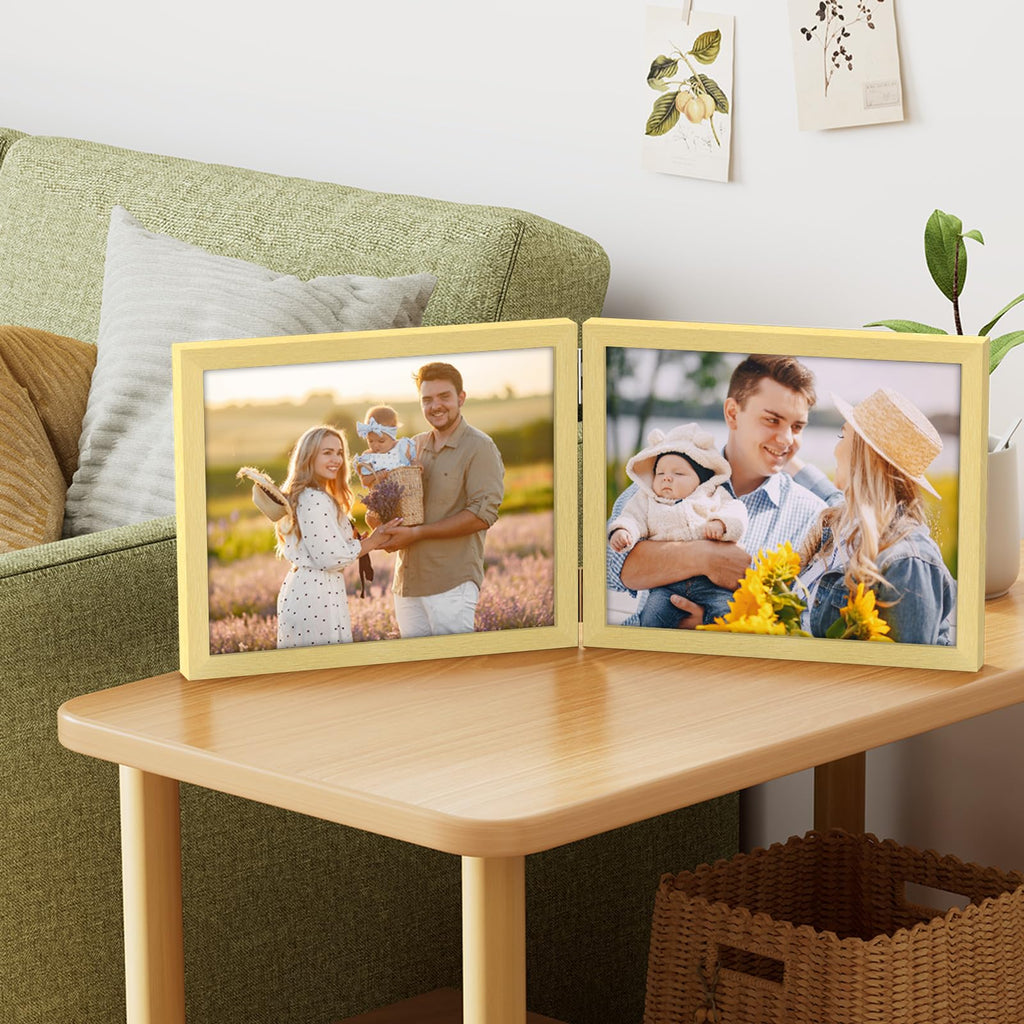 Double 10x8 Picture Frame Horizontal, Gold