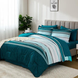 Dobuyly Teal Queen Comforter Set 7 Pieces