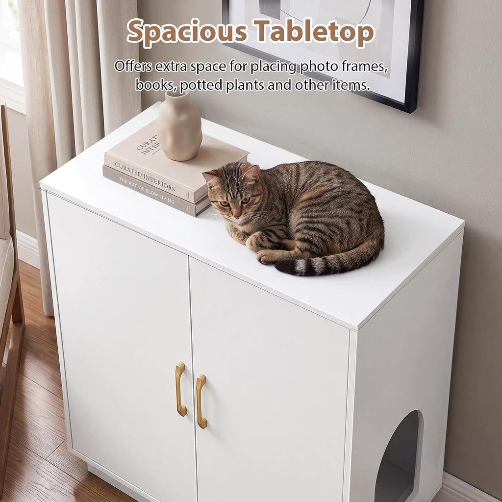 30.9'' Litter Box Enclosure Furniture- Hidden Storage