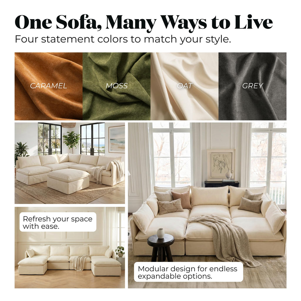 Cloud Modular Sofa, Oversized Deep Seat Comfort, Luxe Chenille