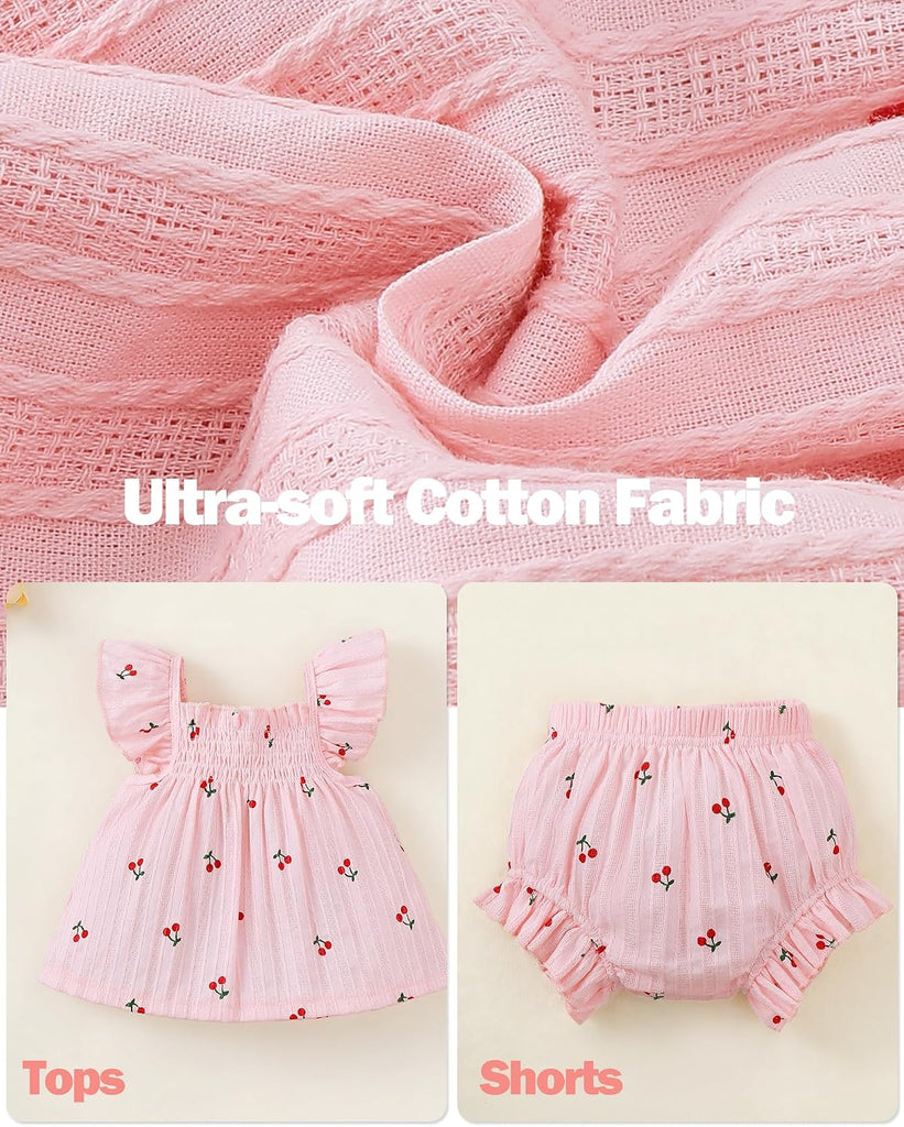 Newborn Baby Girl Summer Clothes Infant Girl Outfits Sleeveless Ruffle Top and Bloomers Shorts Set 0 3 6