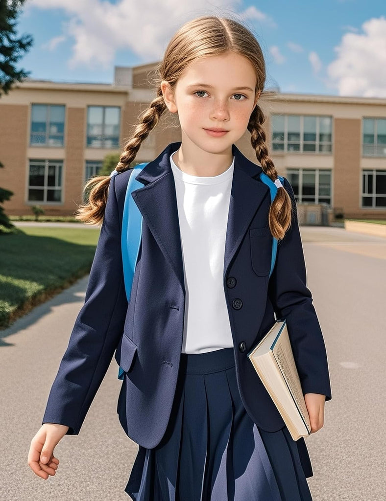 3 Pack Girls Long Sleeve Shirts Soft Cotton Crewneck Plain Kids Tops