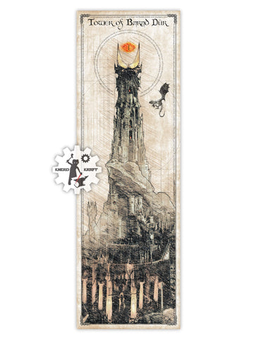 Sauron's Tower - Barad Dur - Da Vinci Style Sketch print - 11.75x36