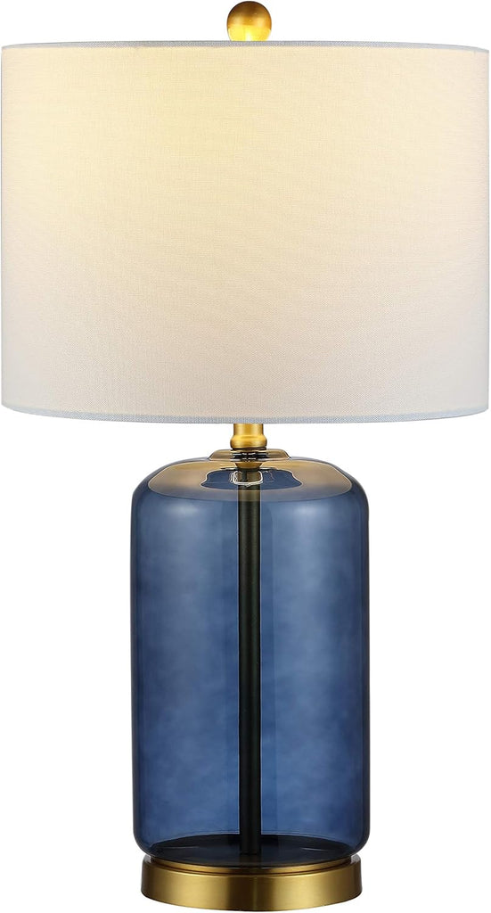 SAFAVIEH Lighting Collection - Novah Modern Blue Glass 26-Inch Table Lamp, LED Bulb Included