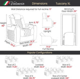 Tuscany XL Big & Tall Theater Seating - 400lb Capacity, Extra 26" Wide Power Recliner with Italian Leather