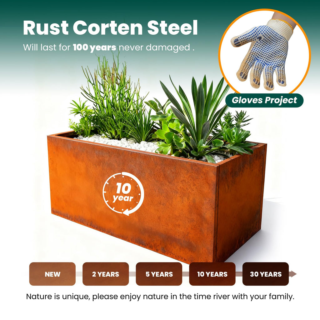 Corten Steel Planter Box 32" L x 16" W x 16" H, Rectangular