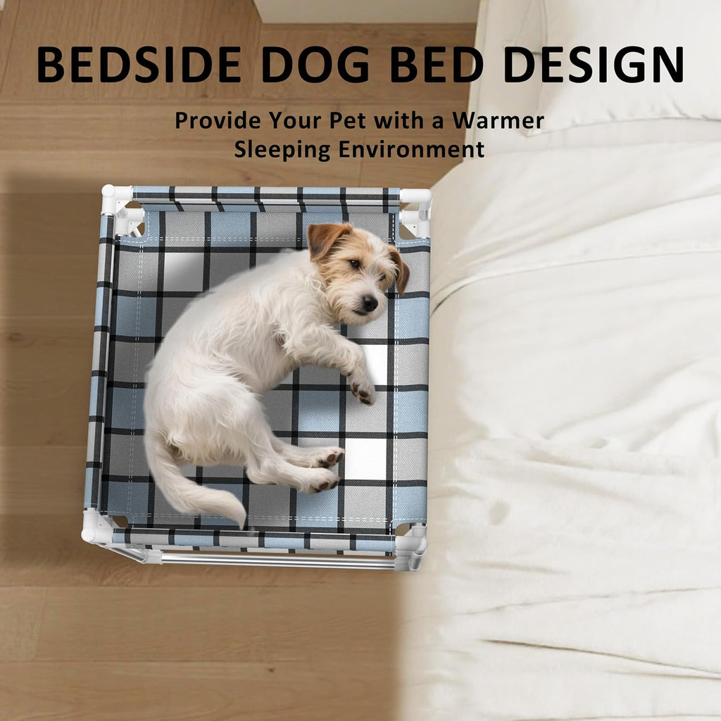 Bedside Cosleeper Dog Bed with Guardrail, 3-Fence Height Elevated Bed Dog