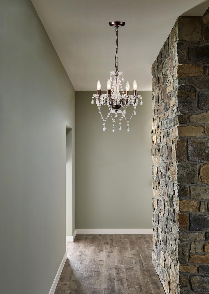 Mini Acrylic Crystal Chandelier Modern Farmhouse Bronze Chandeliers Lighting 4 Lights Candle Style Pendant Light