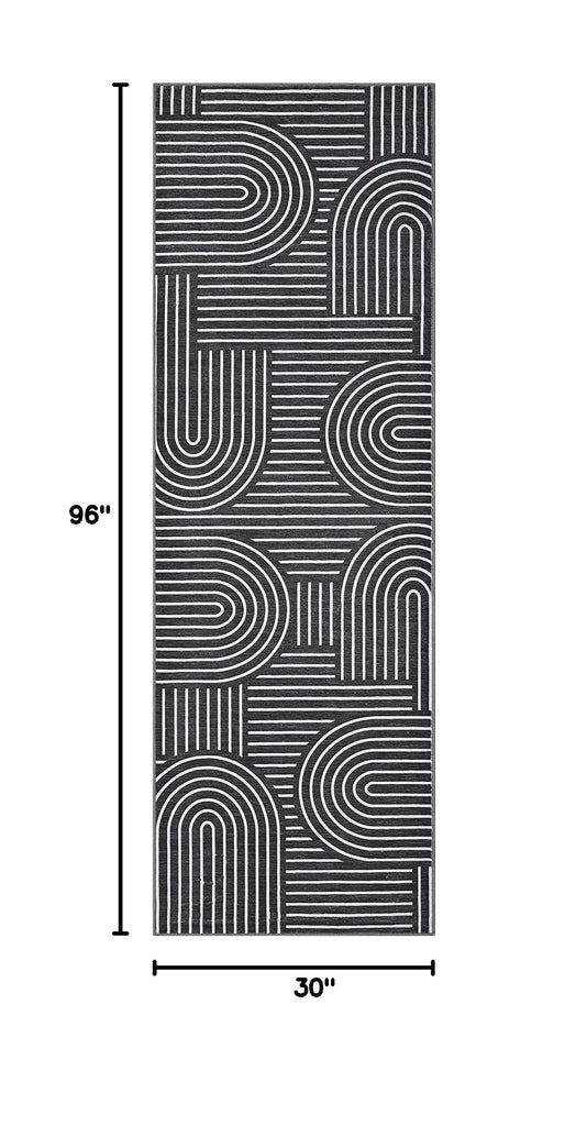 Modern Hallway Runner Rug Non Slip Soft Kitchen Rug, Black