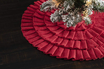 Shimmer Burlap Red Ruffled Mini 21 Tree Skirt, Diameter