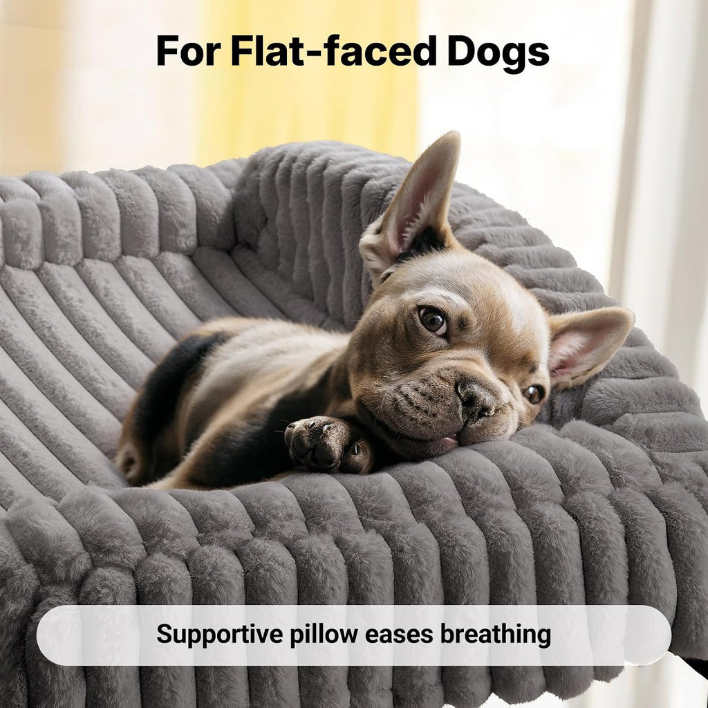 Elevated Dog Bed with Bolster Cushion, Fluffy Plush Dog Couch Beds for Small Dogs, Cats, Washable Raised Pet Cot