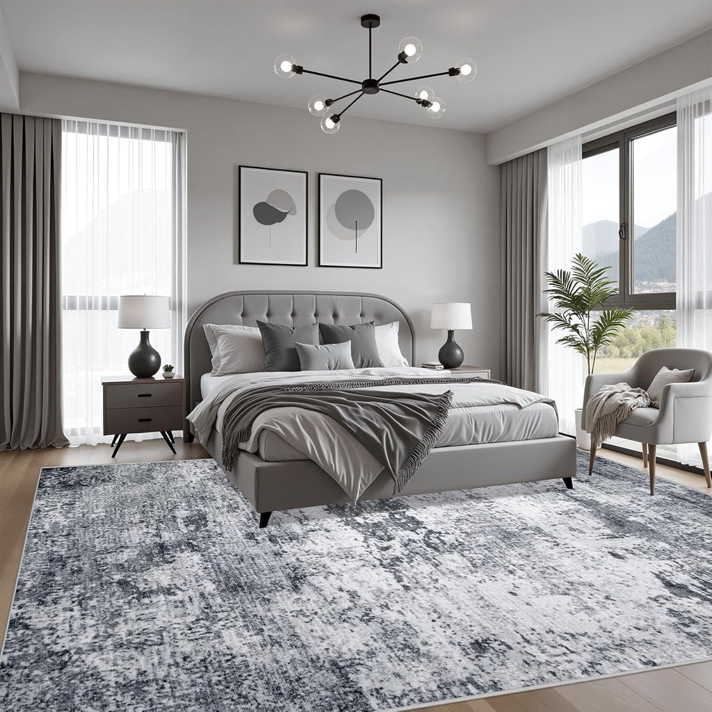 5x7 Area Rug Living Room Rug: Washable Modern Abstract Soft Thin Rug Indoor Floor No Slip Stain Resistant Carpet