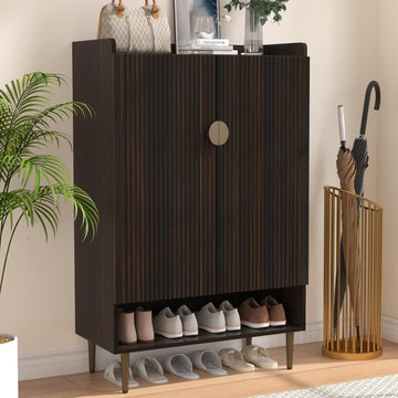 Modern Shoe Cabinet, 24 Pairs Shoe Storage Cabinet, Brown