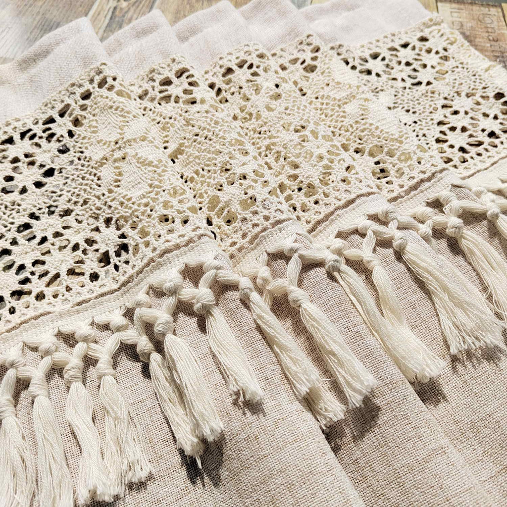 Boho Valances Crochet Tassel Kitchen Cafe Curtains 1PC W39 x L19