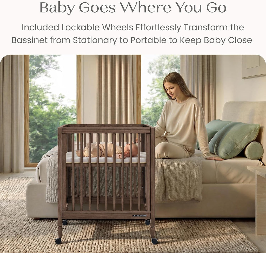 Jalen Grow with Me 9-in-1 Convertible Crib, Teak Brown | Greenguard Gold Certified Crib Converts from Portable