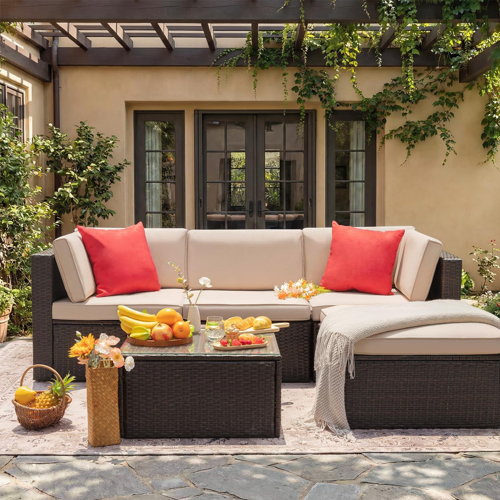 5 Pieces Patio Furniture Sets Outdoor Sectional Patio Sofa
