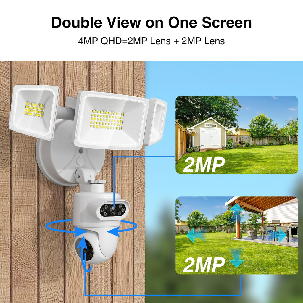 360° Dual-Lens Security Floodlight Camera, Auto Tracking, 4MP