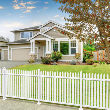 9 Sets White Vinyl Picket Fence Panels 36" H x 84" W PVC Garden Fences Plastic Decorative for Yard Porch Deck Pool