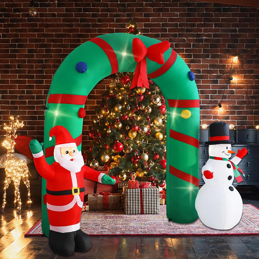10ft Christmas Inflatable Outdoor Decoration Inflatable Yard Decoration Inflatable Santa Claus and Snowman Arch