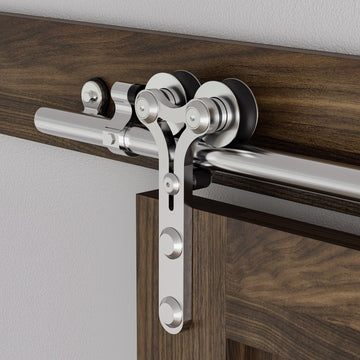 7FT Stainless Steel Sliding Door Hardware Kit Heavy Duty and Smoothly Wooden Barn Door Kit fit for 42" Wide Single