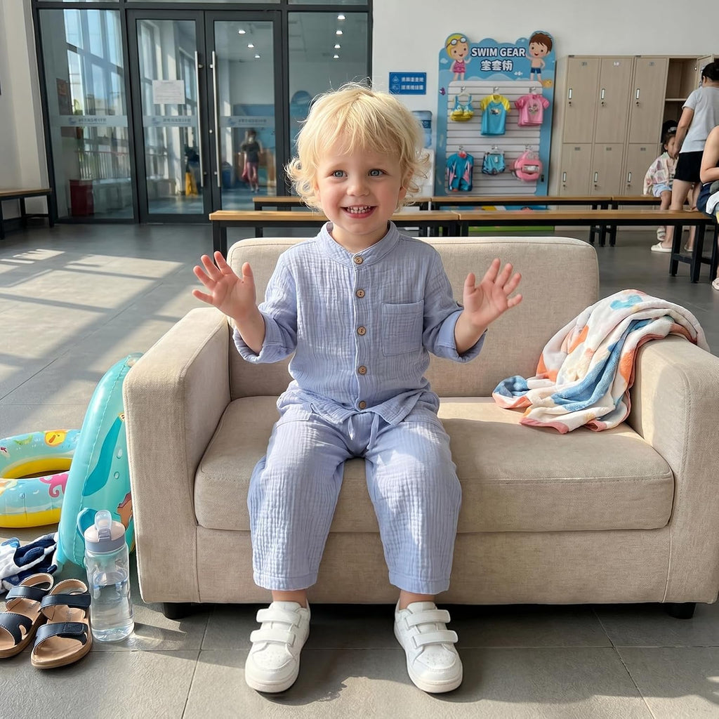 Cotton Linen Clothes for Toddler Boys Shirt Pants Outfits Set