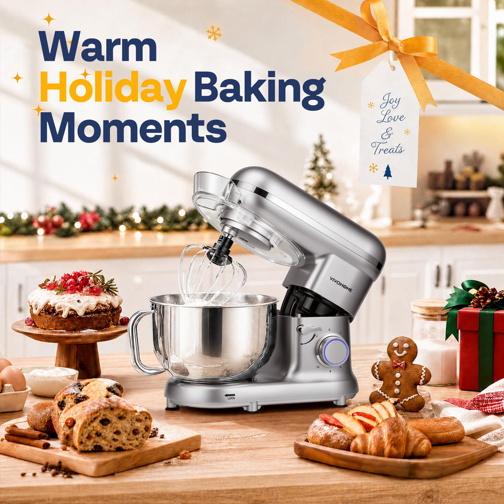Stand Mixer, 6-Quart Tilt-Head Kitchen Mixer with Bowl, Silver