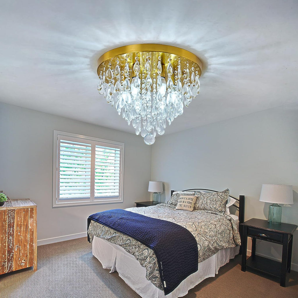 Modern Crustal Ceiling Light Fixture Large Flush Mount Ceiling Light 6 Light Ceiling Chandelier for Bedroom Foyer
