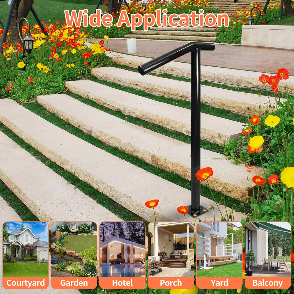1-2 Step Single Post Handrail-38 H Handrails for Outdoor Steps