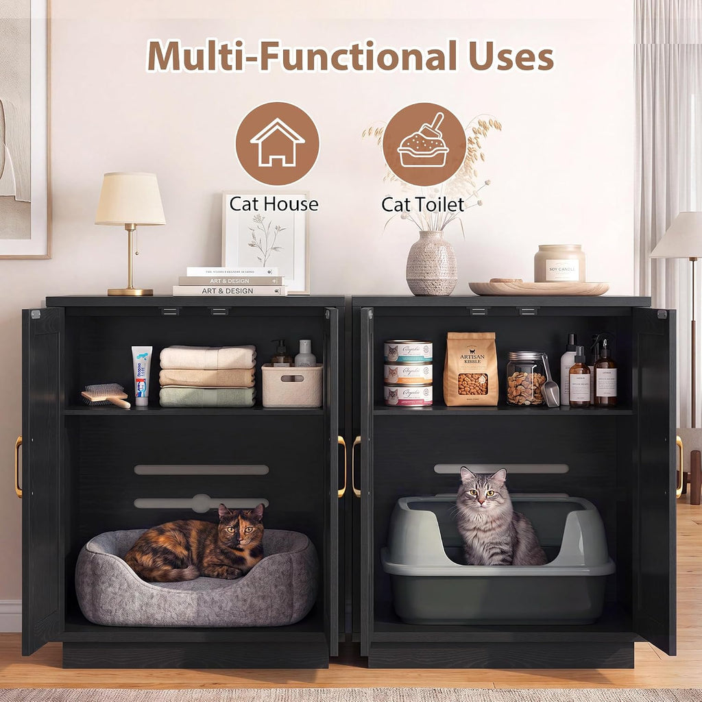 Cat Litter Box Enclosure Furniture-Hidden Storage