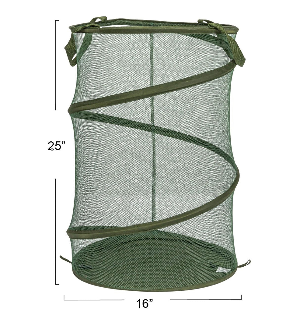 Pop-Up Mesh Laundry Hamper, Olive Green