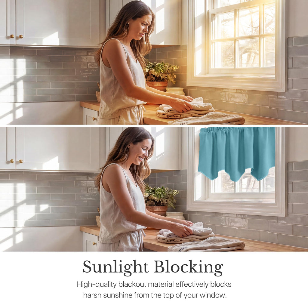 Teal Blue Blackout Valance Curtains for Window Energy Efficient