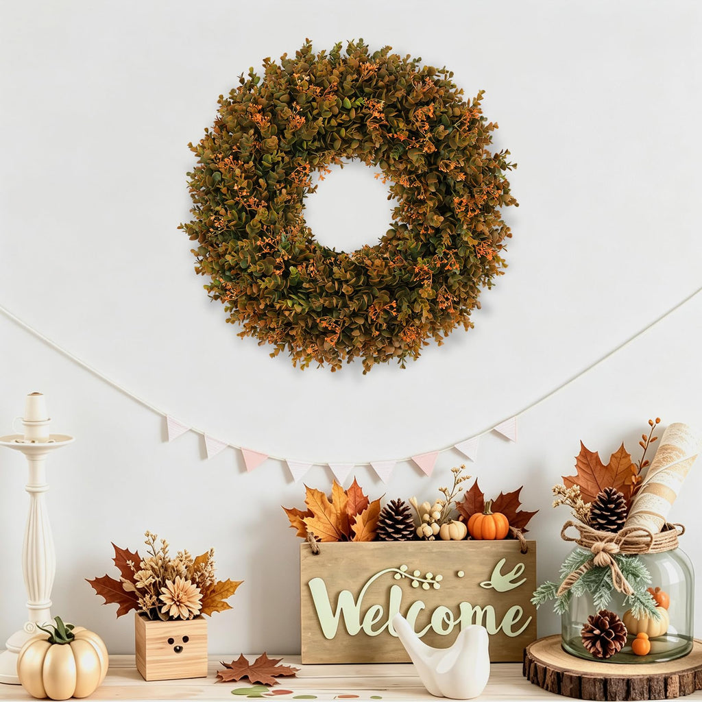 20inch Fall Front Door Wreaths Harvest Boxwood Wreaths Orange