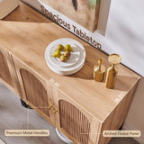 Modern Buffet Cabinet with Storage, 92.63" W Fluted Arched Sideboard Cabinet w/Adjustable Shelves