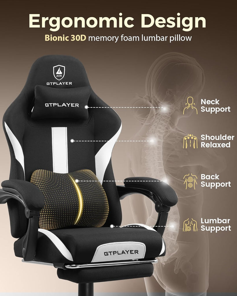 Big and Tall Gaming Chair, 350Lbs Heavy Duty Office Chairs High Back Computer Chairs with Foot Rest Wide Cushion