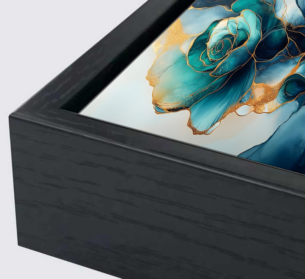 Framed Green gold canvas wall art Modern Blue Green and Gold Abstract Marble Fluid Posters Print Artwork Living Room