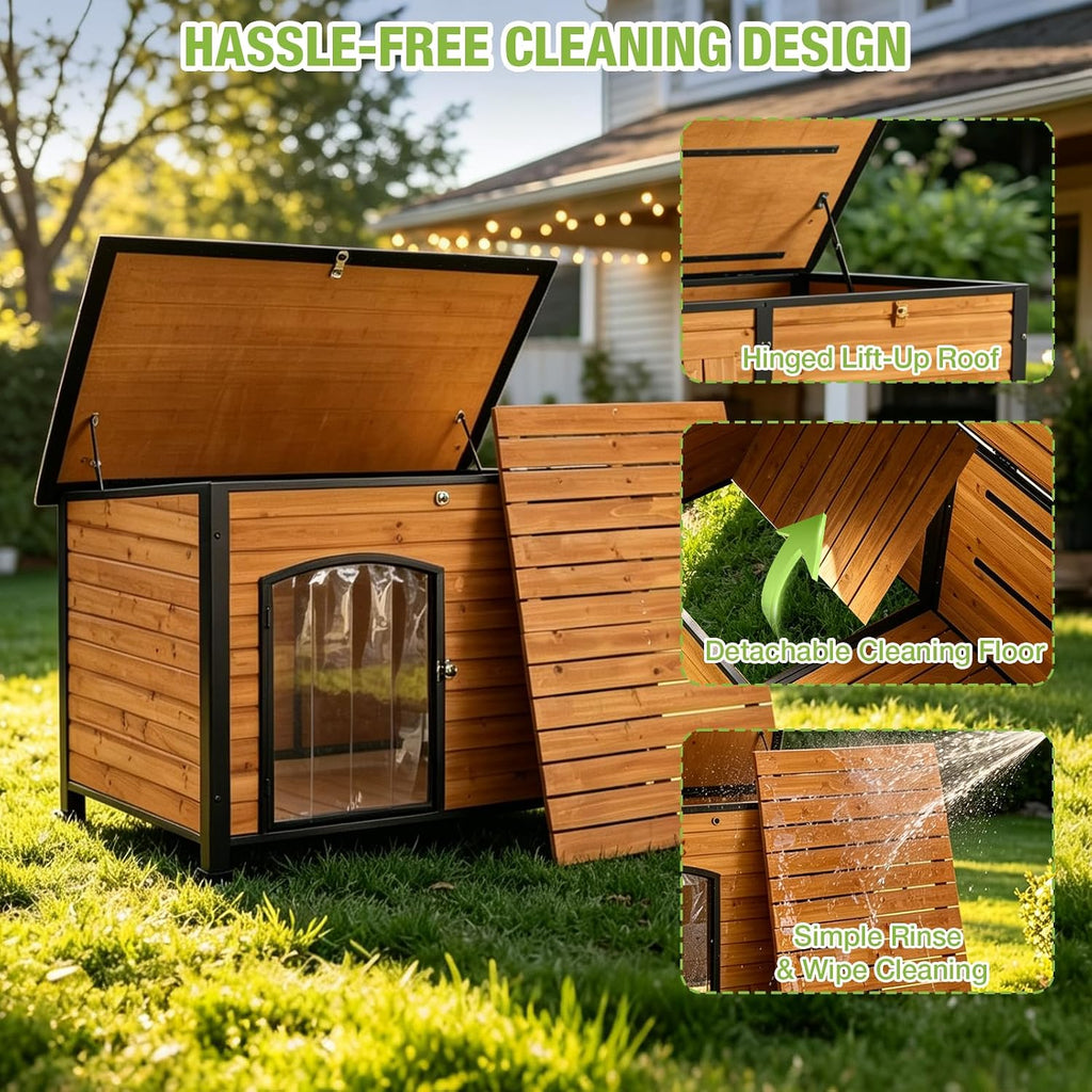 43.3" Weatherproof Outdoor Dog House for Medium to Large Breeds