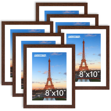 8x10 Picture Frame Bulk-6 Pack, Photo Frame with HD Plexiglass, Display Pictures 5x7 with Mat or 8x10 Without Mat