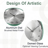 12 Inch Vintage Retro Wall Clock, Silent Non-Ticking Metal Dial & Domed Glass Battery Operated