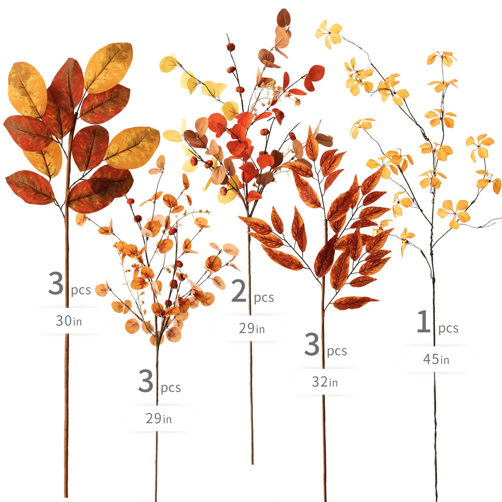 12 PCS 30 inch Artificial Fall magnolia leaves Stems, Fall Decorations for Indoor Outdoor Halloween Thanksgiving