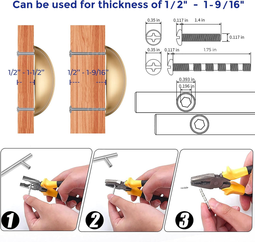 12 Pack 3" Drawer Pulls Champagne Bronze Cabinet Cup Pulls Kitchen Hardware Cabinet Handles Drawer Handles Knobs 3 inch