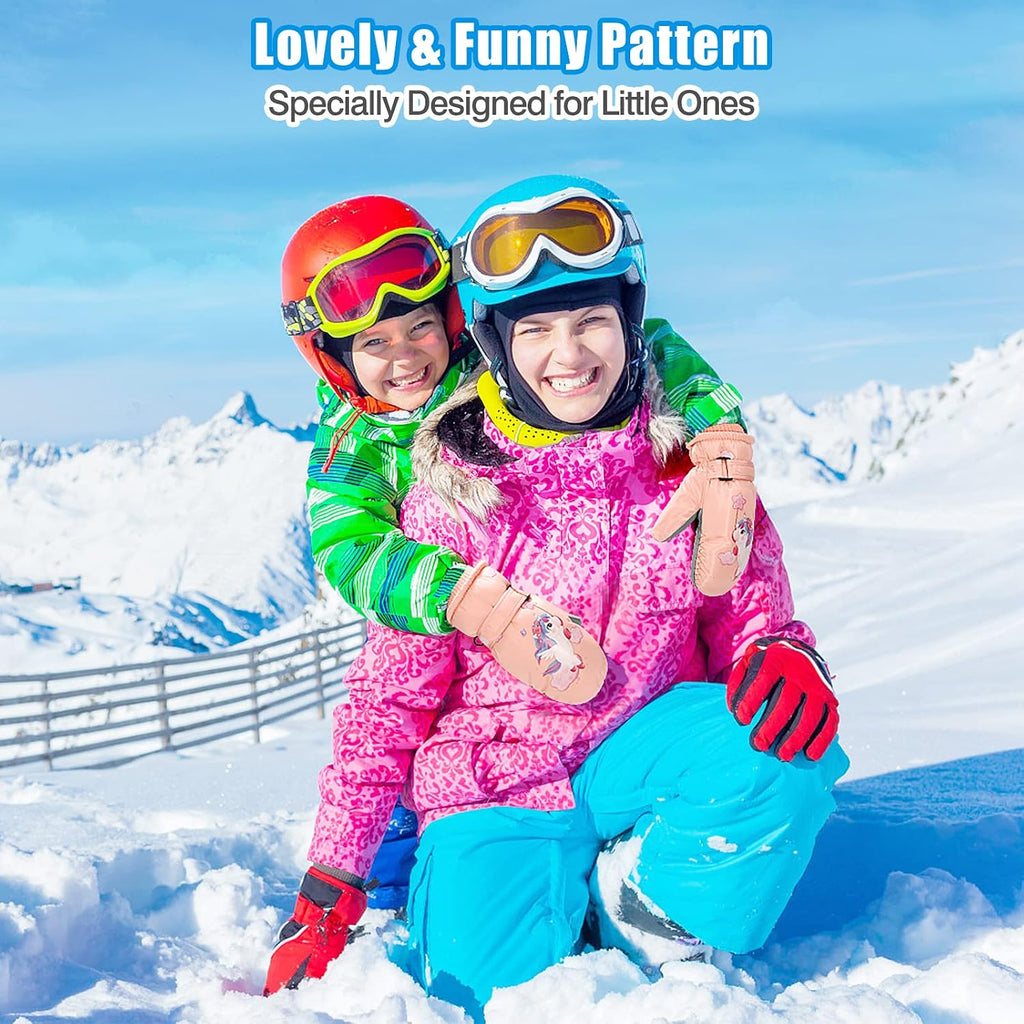 Kids Skiing Gloves, Toddler Mittens, Waterproof Mitten for Boys Girls
