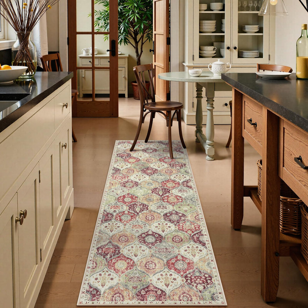 Moroccan Hallway Rug, 2x5 Soft Washable Kitchen Runner Rug Non Slip