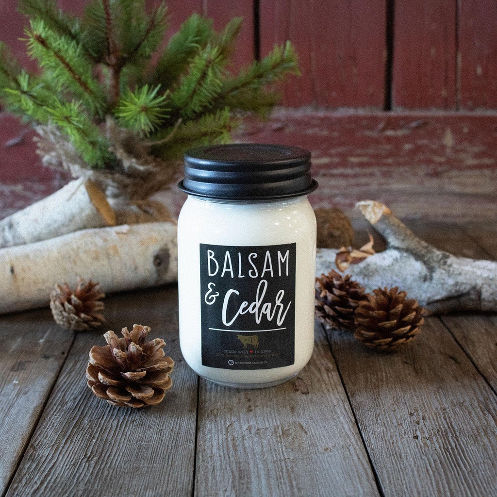 Balsam & Cedar Soy Candle, 13 oz Mason Jar, 65+ Hr Burn