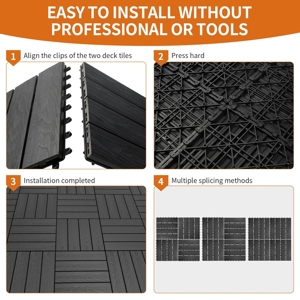 Polymer Composite Interlocking Deck Tiles Outdoor,12x12 Thick Composite Patio Floor Tiles Decking Boards for All