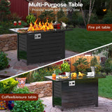 Fire Pit Propane Gas FirePit Table 43" Outdoor Fire Pit Rectangular Tabletop with Lid, Rain Cover, for Outside Garden Backyard Deck Patio - Image 3