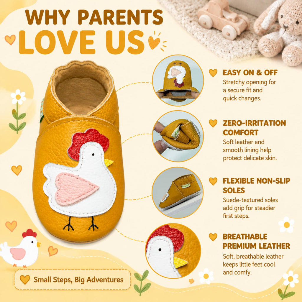 Baby Leather Moccasins,Ochre-Chick