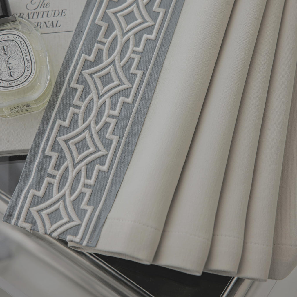 Ivory Cream Curtains with Tape Trim, Pinch Pleat, Blackout, Lined Curtains with Easy Installation (2Panels, 52W x 84L)