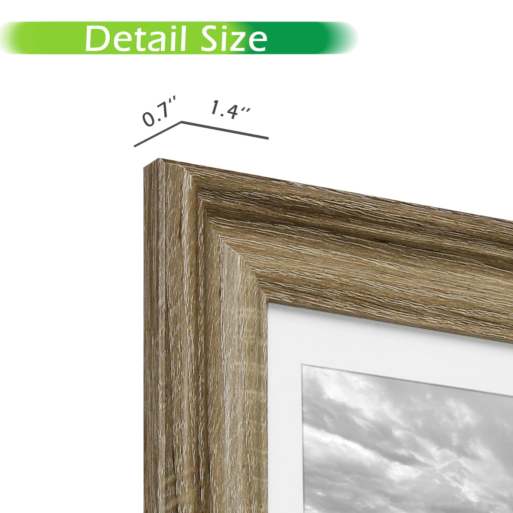 2-Pack - 8" x 10" Matted to 5" x 7" Rustic Farmhouse Wooden Picture Frames with Luxury Wide Molded Edge, Removable