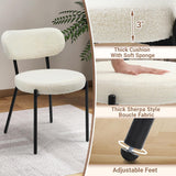 Dining Chairs Set of 2, Boucle Comfortable Upholstered Seat Fabric with Curved Backrest