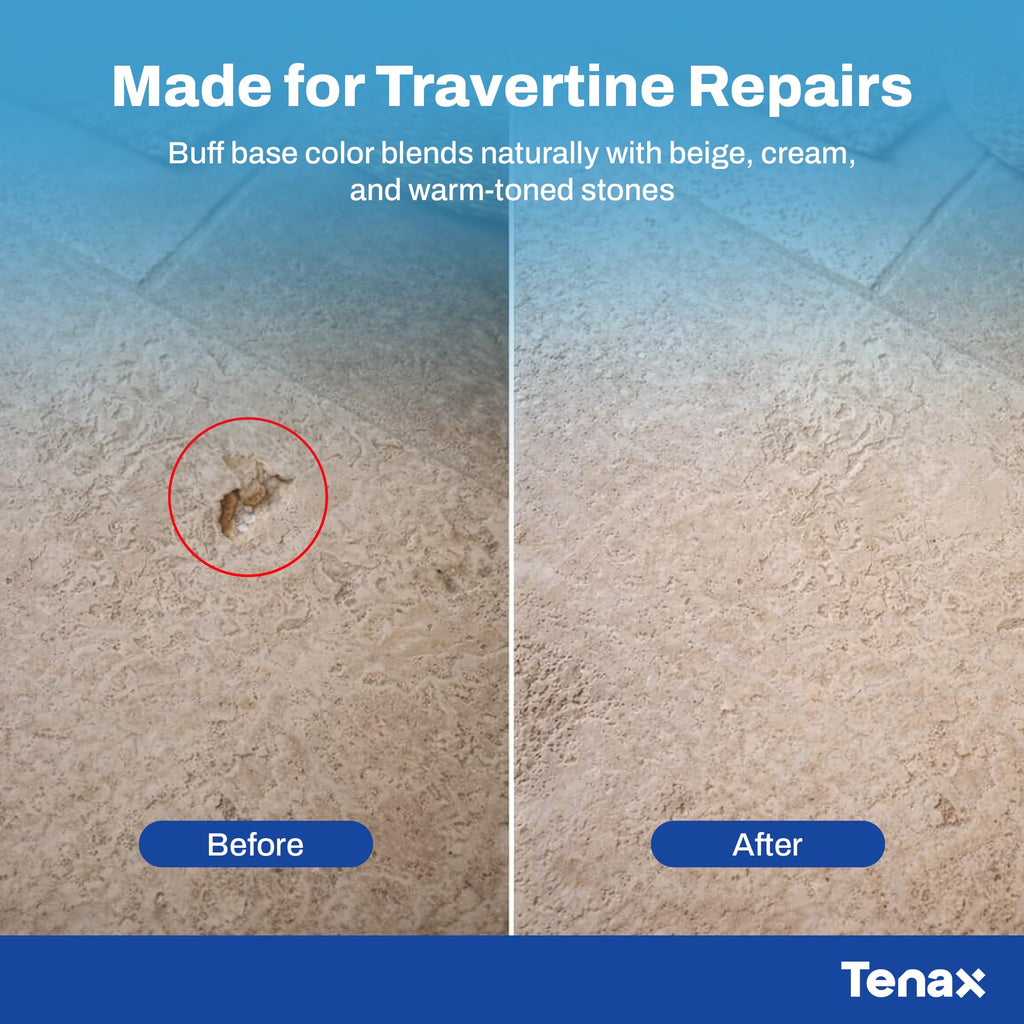Travertine Filler - Buff Colored Polyester Stone Filler for Travertine Repair - Professional Hole & Crack Repair for